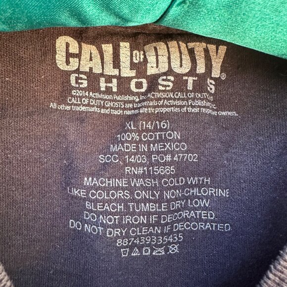 2014 Call Of Duty Ghosts Black Graphic Tee Kids XL 14/16 100% Cotton Short Sleev - Picture 2 of 13